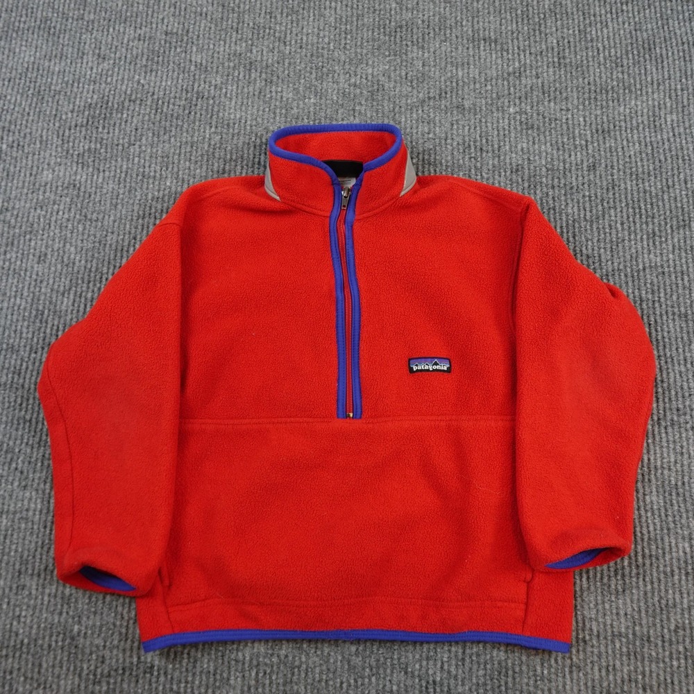 Vintage Patagonia Synchilla Fleece Jacket Kids 8 Red 1/4 Zip Pullover 65521